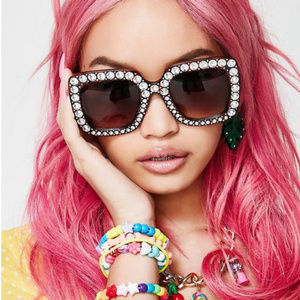 Oversized Rhinestone Brown Tortoise Sunglasses